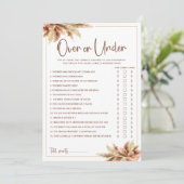 Pampas Gras Over & Under Bruidsfeest Gamekaart Kaart (Staand voorkant)
