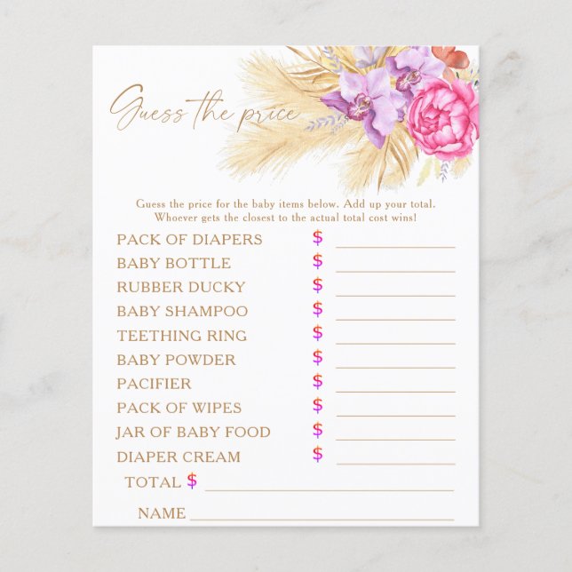 Pampas gras - Raad de prijs Game (Voorkant)