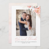 Pampas gras roze bloemenbruiloft dank u bedankkaart (Voorkant / Achterkant)