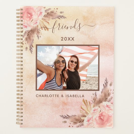 Pampas gras roze roos goudfoto 2023 planner (Voorkant)