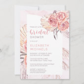 Pampas Gras | Roze Rozen Bloesemende Bruiloftsborr Kaart (Voorkant)