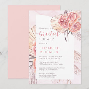 Pampas Gras   Roze Rozen Bloesemende Bruiloftsborr Kaart