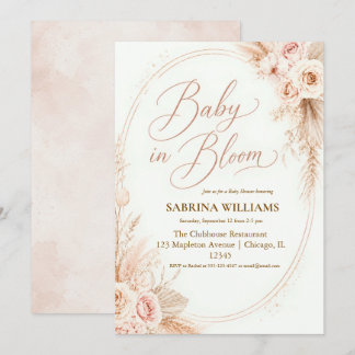 Pampas gras rustieke boho baby in bloei baby showe kaart