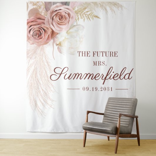 Pampas Gras Tan Bruidsmeubel Achtergrond Fotohokje Wandkleed (In situ)