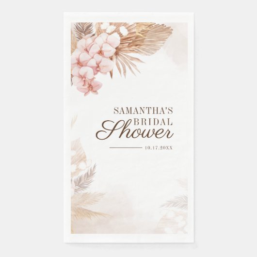 Pampas Gras Terracotta Boho Chic Bruiloftsfeest Servet (Voorkant)