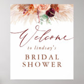 Pampas Gras Terracotta Bruidsuitnodiging Welkomstb Poster (Voorkant)