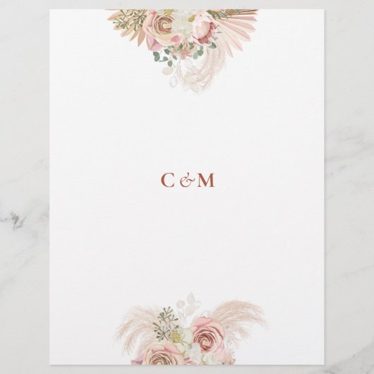 Pampas Gras Terracotta Trouwdag Schema Tijdschema (Achterkant)