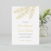 Pampas gras tropische bruiloft goud echt folie uitnodiging (Staand Voorkant)