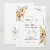 Pampas gras waterverf boho elegante bruiloft kaart (Voorkant / Achterkant)