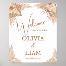 Pampas Gras Welkom Huwelijk Bord Poster
