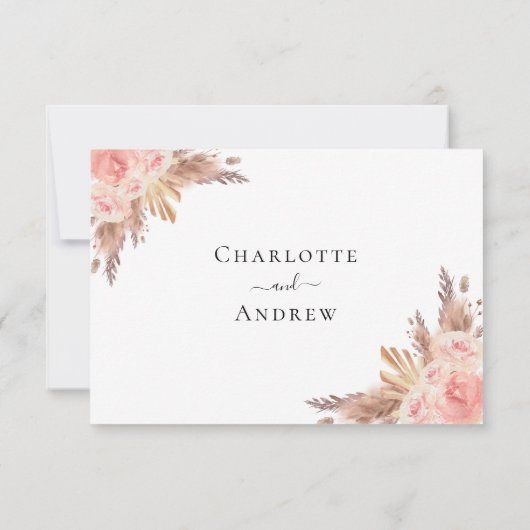 Pampas grasbloesems Boho bruiloft RSVP (Achterkant)