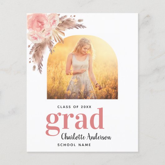 Pampas grasblos afstuderen aankondigingskaart (Voorkant)