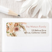 Pampas grasboho roos bohemische adresetiketten etiket (Insitu)