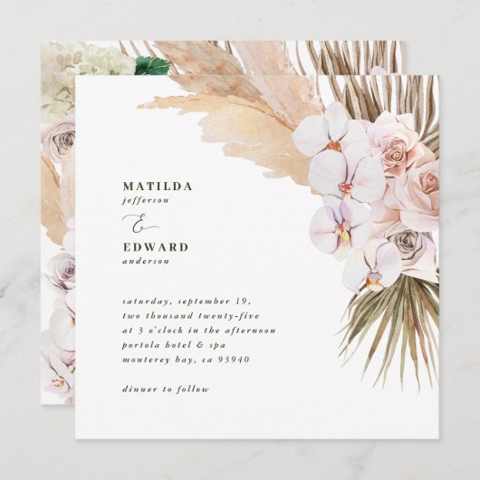 Pampas graspalmfoliage orchid modern rustig (Voorkant / Achterkant)