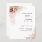 Pampas Grass 80th Birthday Terracotta Invitation (Voorkant / Achterkant)