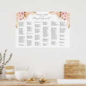 Pampas Grass Alfabetical Order Seating Chart Poster (Keuken)