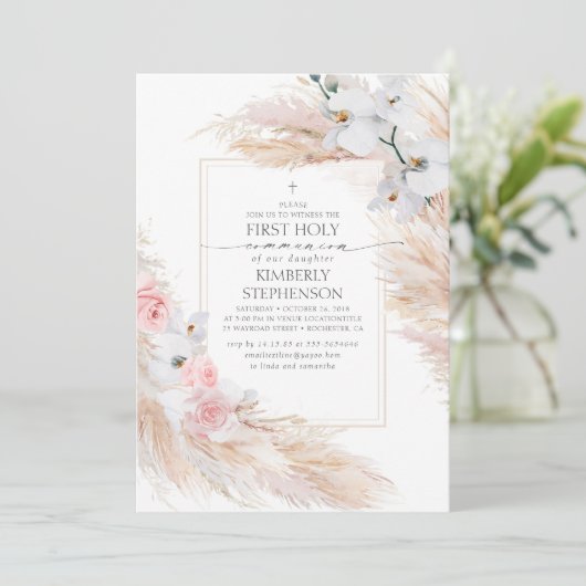 Pampas Grass and White Orchids First Community Kaart (Staand voorkant)
