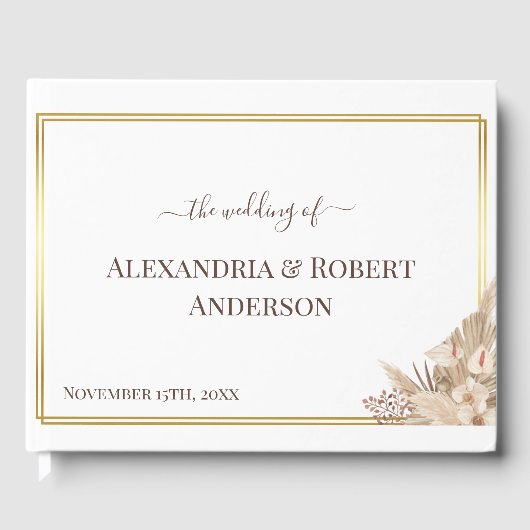 Pampas Grass Aquarelle Mariage Livre d'hôtes (Recto)