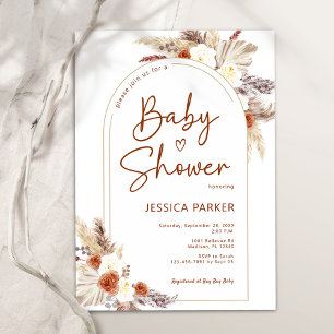 Pampas Grass Arch Terracotta Boho Baby shower Kaart