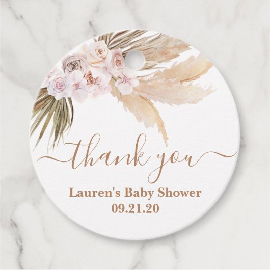 Pampas Grass Baby shower Bedankjes Labels (Voorkant)