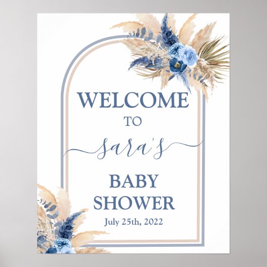 Pampas Grass Baby shower Boy Welkomstteken Poster (Voorkant)