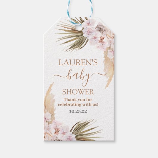 Pampas Grass baby shower cadeau labels Cadeaulabel (Voorkant)