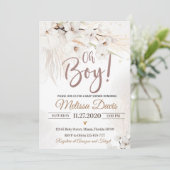 Pampas Grass Baby shower Invitation Oh Boy Bohemia (Debout devant)