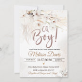 Pampas Grass Baby shower Invitation Oh Boy Bohemia Kaart (Voorkant)