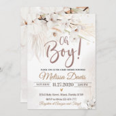 Pampas Grass Baby shower Invitation Oh Boy Bohemia Kaart (Voorkant / Achterkant)