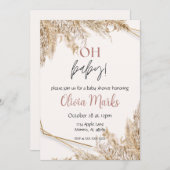 Pampas Grass Baby shower | Neutral Boho Rustic Kaart (Voorkant / Achterkant)