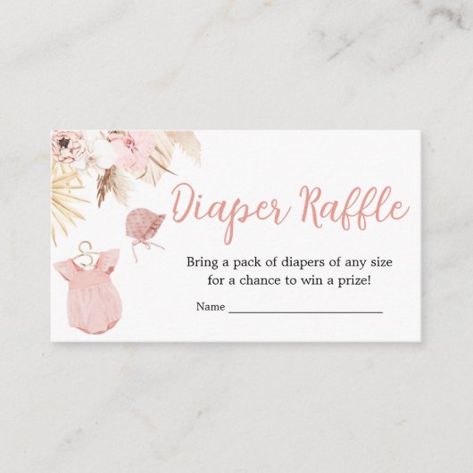 Pampas Grass Babykleding Luier Raffle Informatiekaartje (Voorkant)