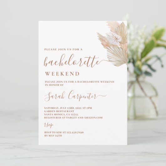 Pampas Grass Bachelorette Invitation Weekend (Debout devant)