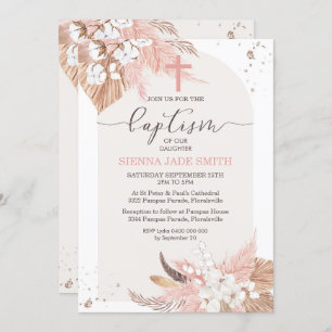 Pampas Grass Baptême Invitation Désert Boho Arch
