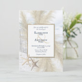 Pampas Grass  Beach Wedding Kaart (Staand voorkant)