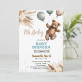 Pampas Grass bear baby shower invitation (Debout devant)