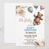 Pampas Grass bear baby shower invitation (Devant / Derrière)
