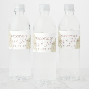 Pampas Grass Beige Bohemian Wedding Waterfles Etiket
