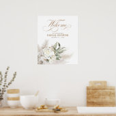 Pampas Grass Blanc Floral Affiche de bienvenue bot (Cuisine)