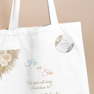 Pampas Grass Bloemen Geslacht Onthullen Partij Dan Ronde Button 4,0 Cm