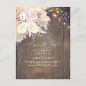 Pampas Grass Bloemen Rustiek Hout Save The Date Aankondigingskaart (Voorkant)