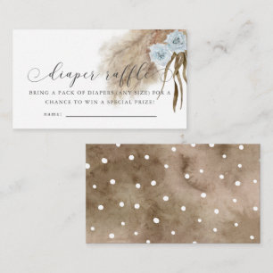 Pampas Grass Blue Baby shower Luier Raffle Ticket Informatiekaartje