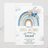 Pampas Grass blue boho rainbow invitation (Devant / Derrière)