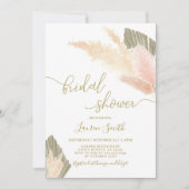 Pampas Grass blush Bruids Douche Uitnodiging (Voorkant)