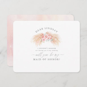 Pampas Grass Blush Bruidsmeisje Voorstel Uitnodigi Kaart