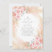 Pampas Grass Blush Pink Baptism Invitation (Devant)