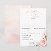 Pampas Grass Blush Roze Bloemen Bruiloft RSVP Kaartje (Voorkant / Achterkant)