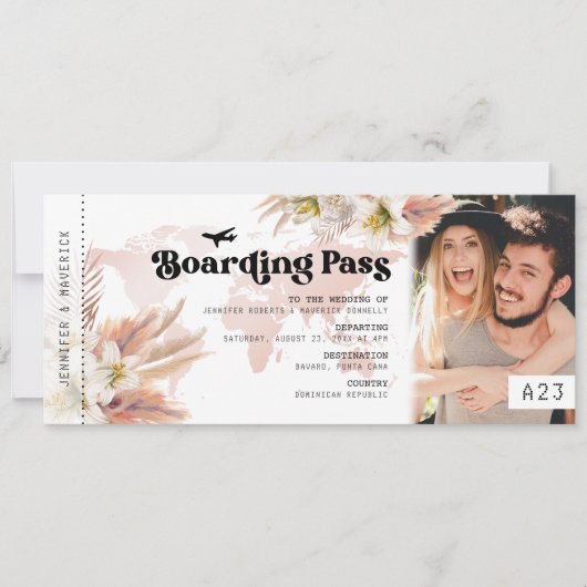 Pampas Grass Boarding Pass Weddenschap Kaart (Voorkant)