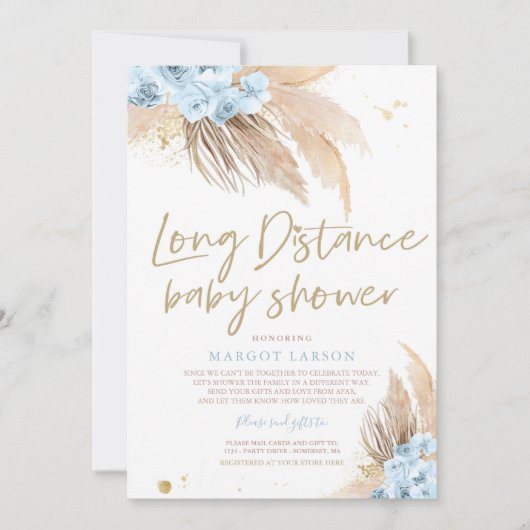 Pampas Grass Boheemse lange afstand Baby shower Kaart (Voorkant)