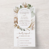 Pampas Grass Bohéian Boho Faire-part de mariage (À l'intérieur)