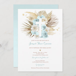 Pampas Grass Bohemian Baptism Boho Christening Kaart